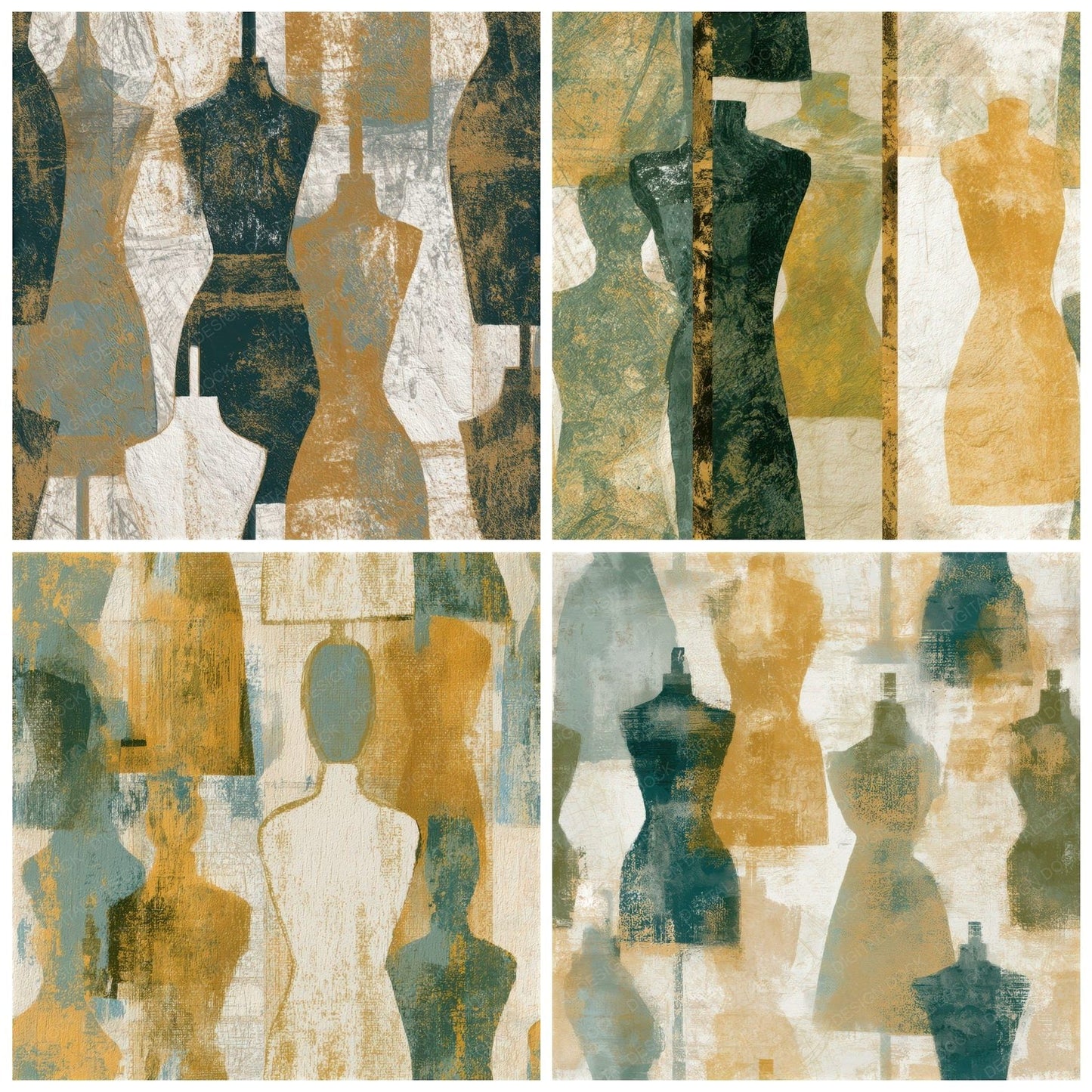 Lithograph Dress Forms Eucalyptus Gold Seamless Digital Paper Pack (DDD013795)