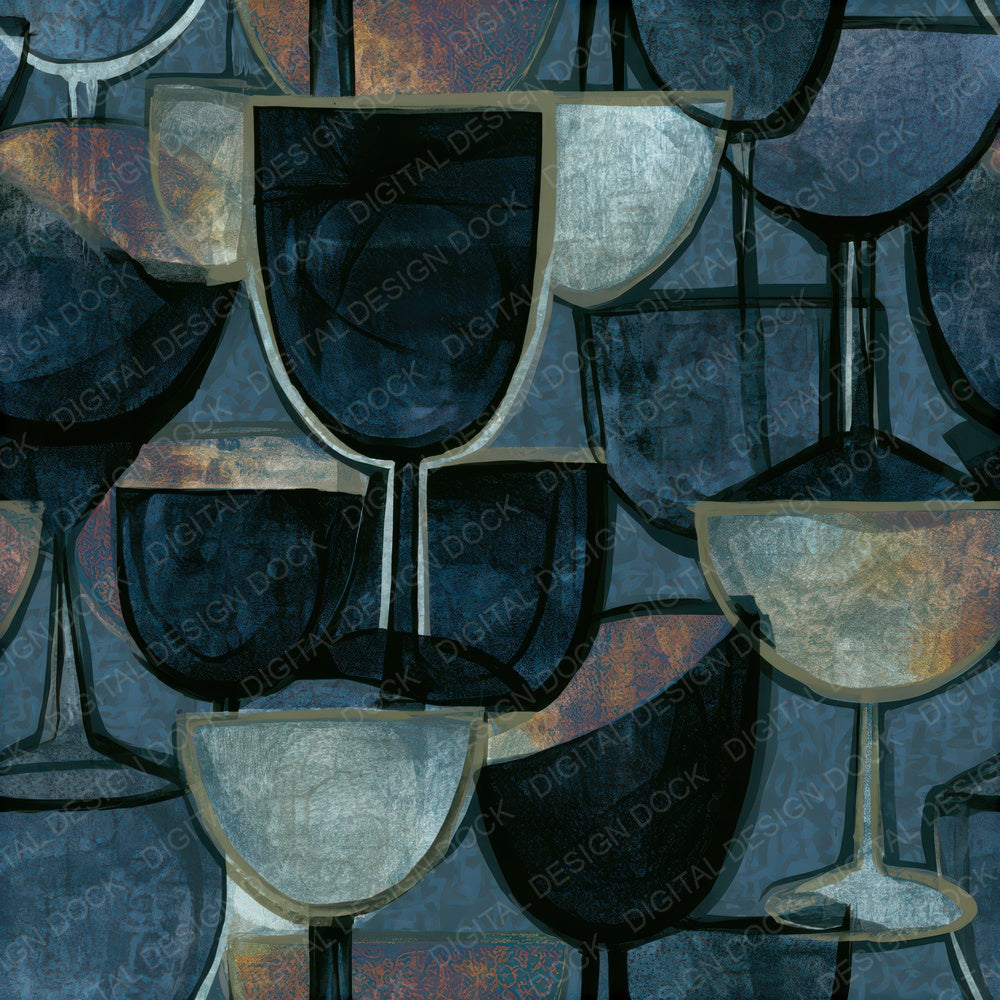 Maximalist Goblets Pewter Slate Seamless Digital Paper Pack (DDD013796)