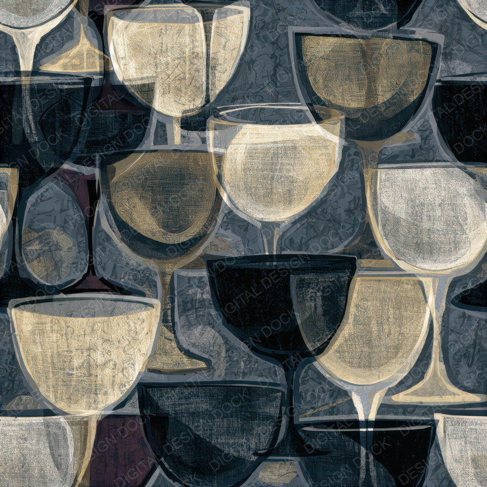 Maximalist Goblets Pewter Slate Seamless Digital Paper Pack (DDD013796)