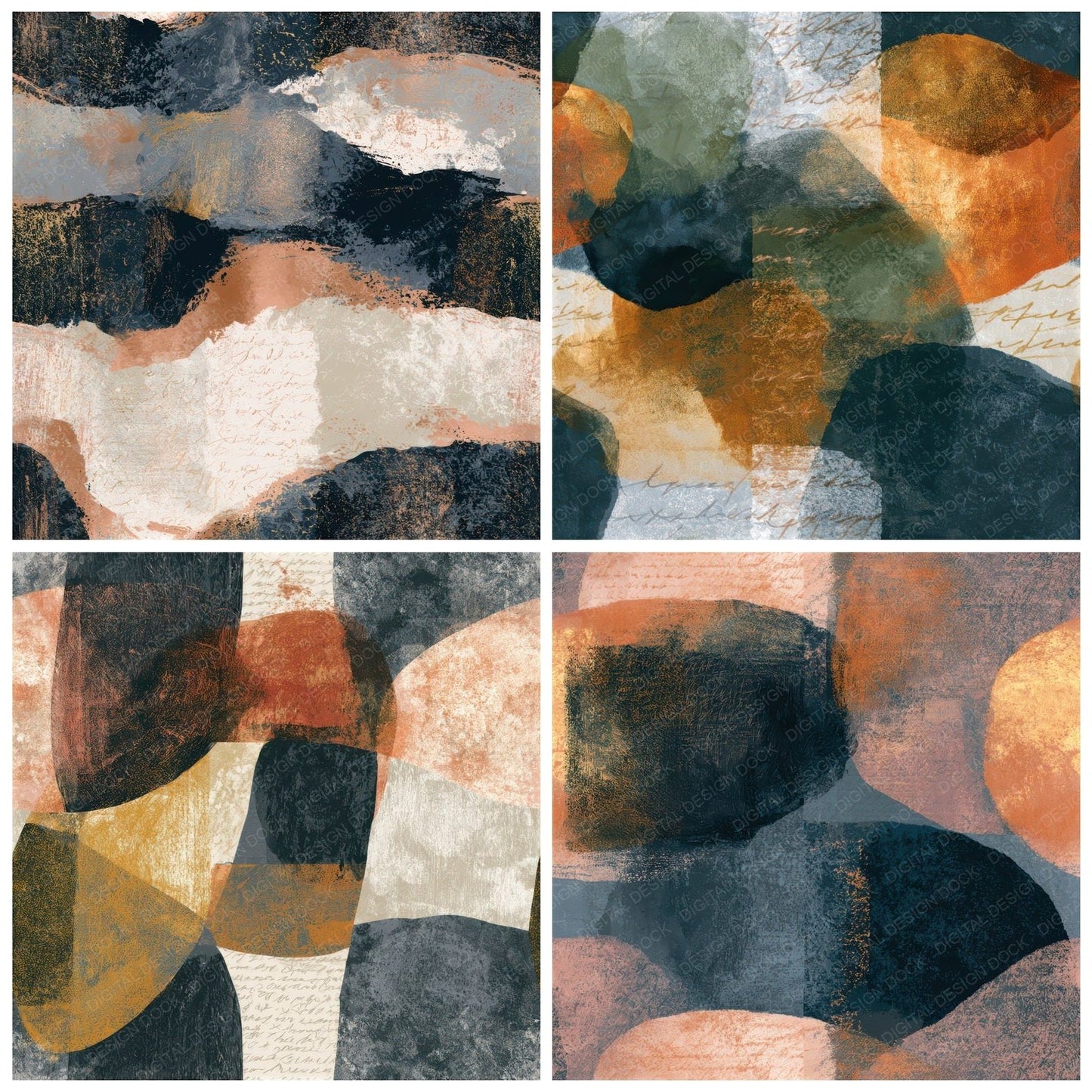 Maximalist Gunmetal Pearl Abstract Seamless Digital Paper Pack (DDD013797)