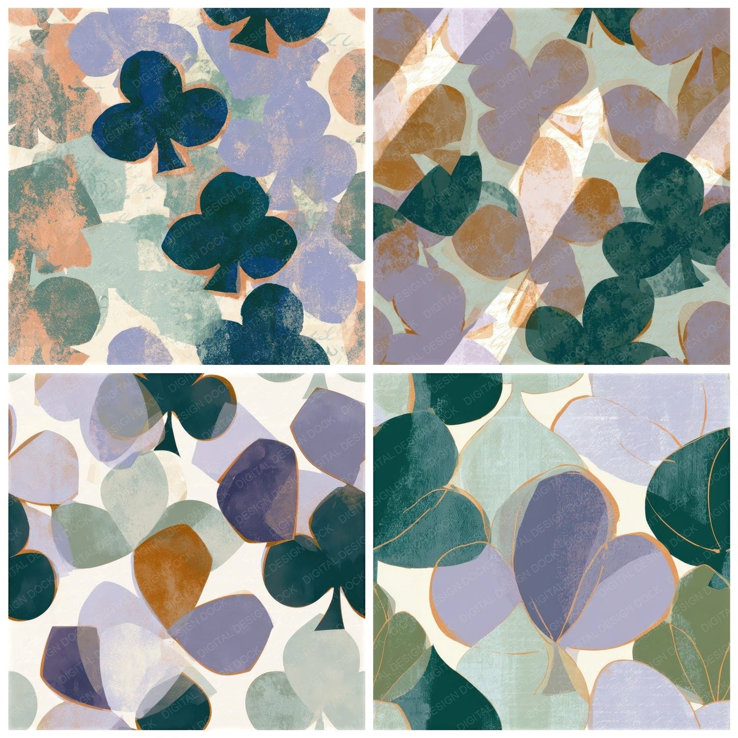 Mid Century Club Suits Lilac Mint Seamless Digital Paper Pack (DDD013798)