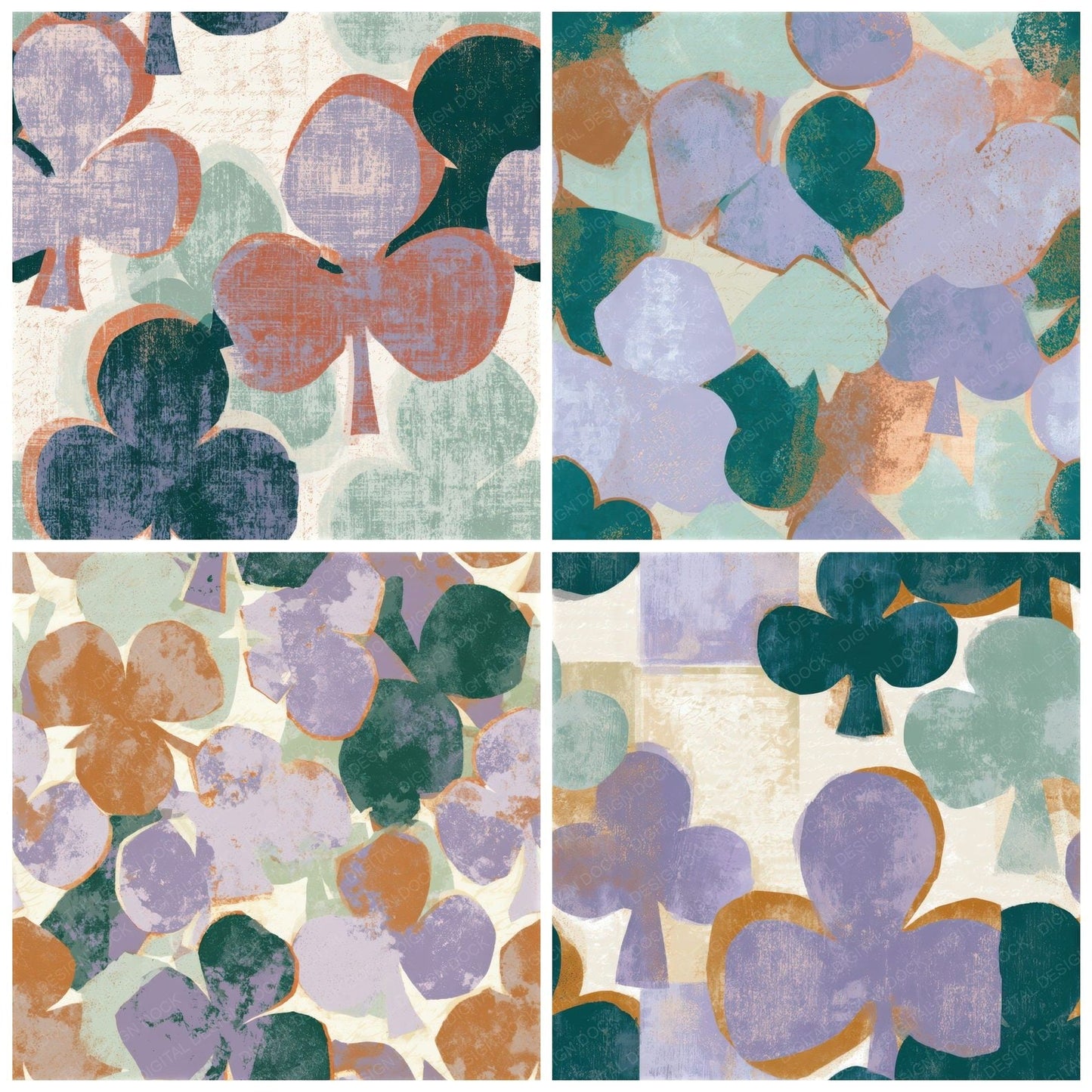 Mid Century Club Suits Lilac Mint Seamless Digital Paper Pack (DDD013798)
