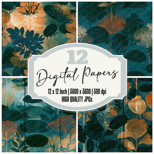Screenprint Pill Bugs Midnight Green Copper Seamless Digital Paper Pack (DDD013802)