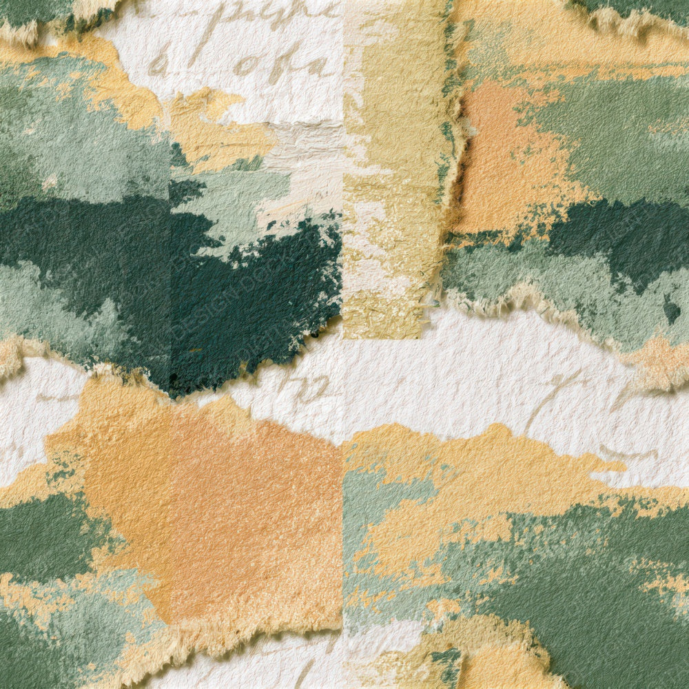 Torn Paper Green Butter Ivory Seamless Digital Paper Pack (DDD013804)