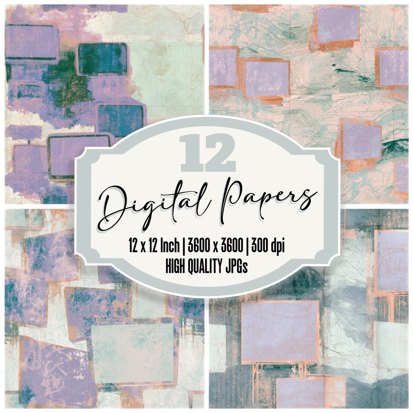 Antique Map Drive In Lilac Mint Seamless Digital Paper Pack (DDD013805)