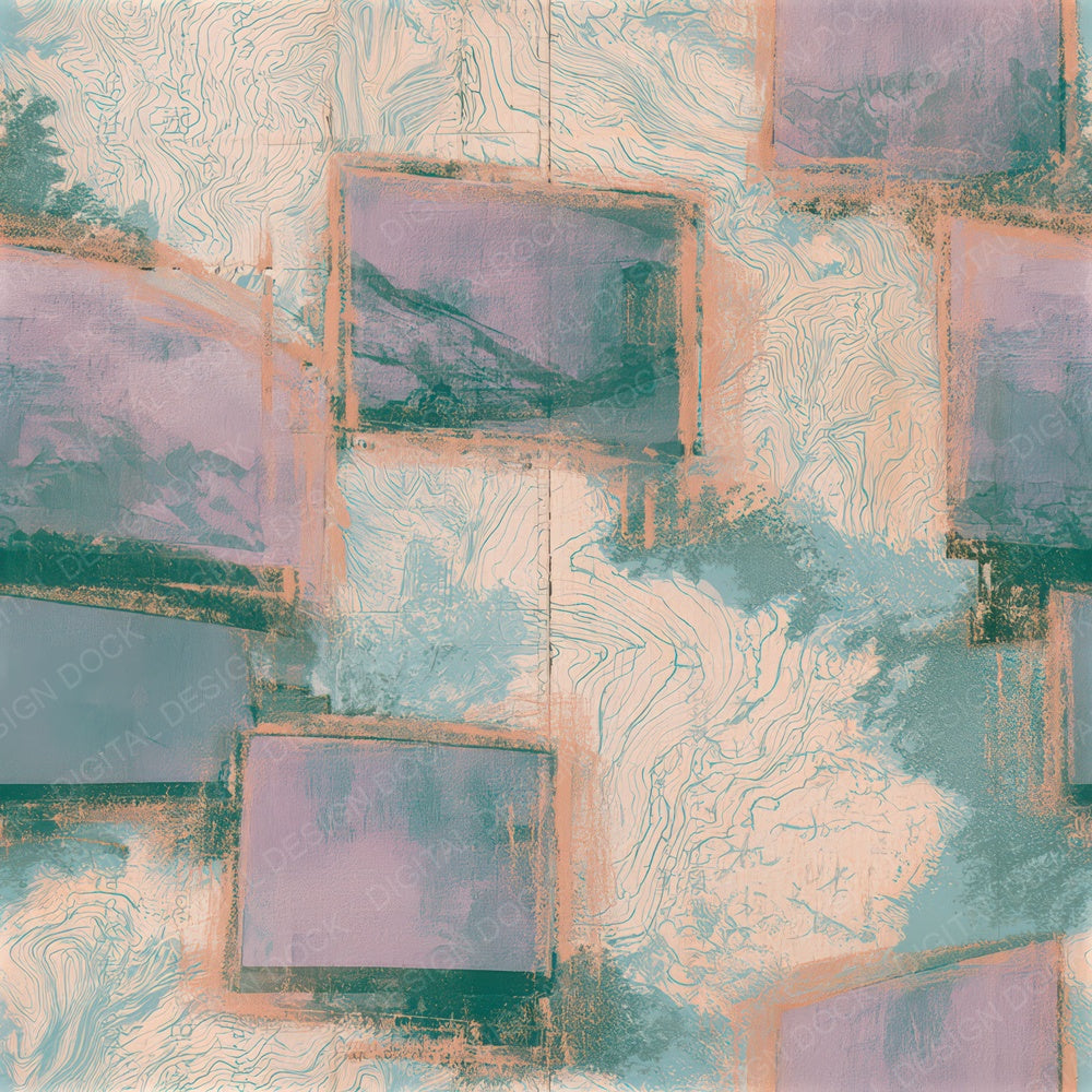 Antique Map Drive In Lilac Mint Seamless Digital Paper Pack (DDD013805)