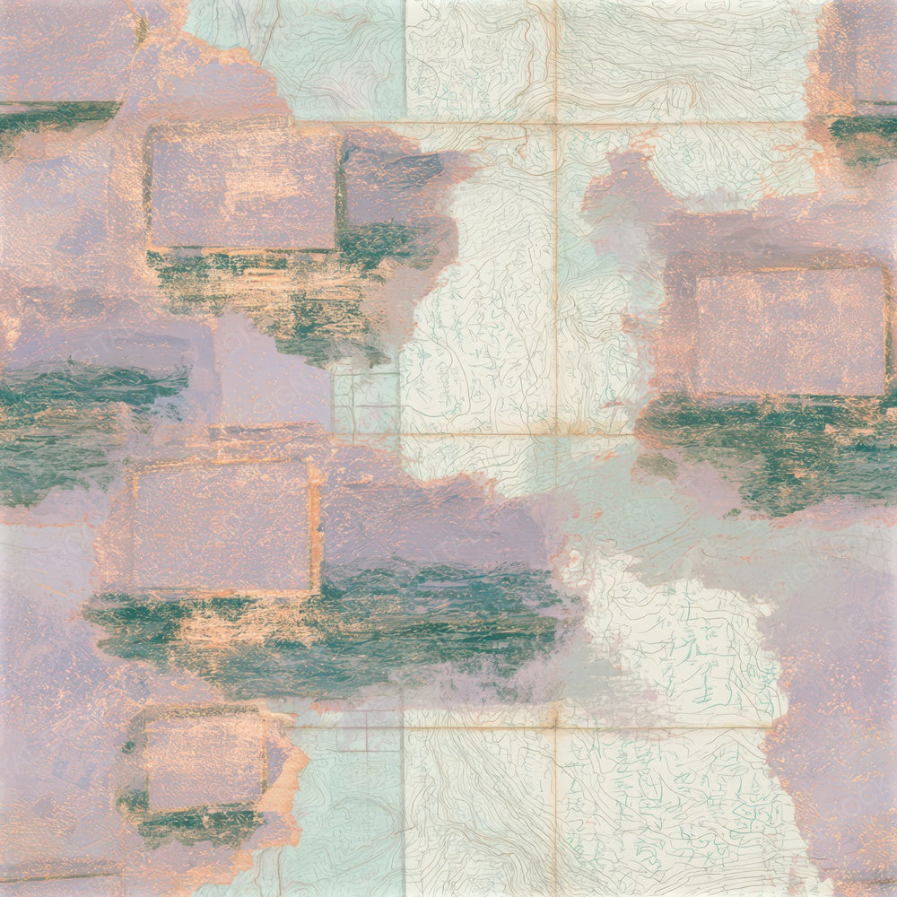 Antique Map Drive In Lilac Mint Seamless Digital Paper Pack (DDD013805)
