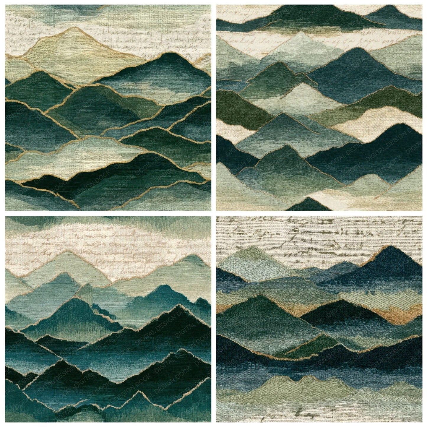 Embroidery Mountain Sage Cream Seamless Digital Paper Pack (DDD013808)