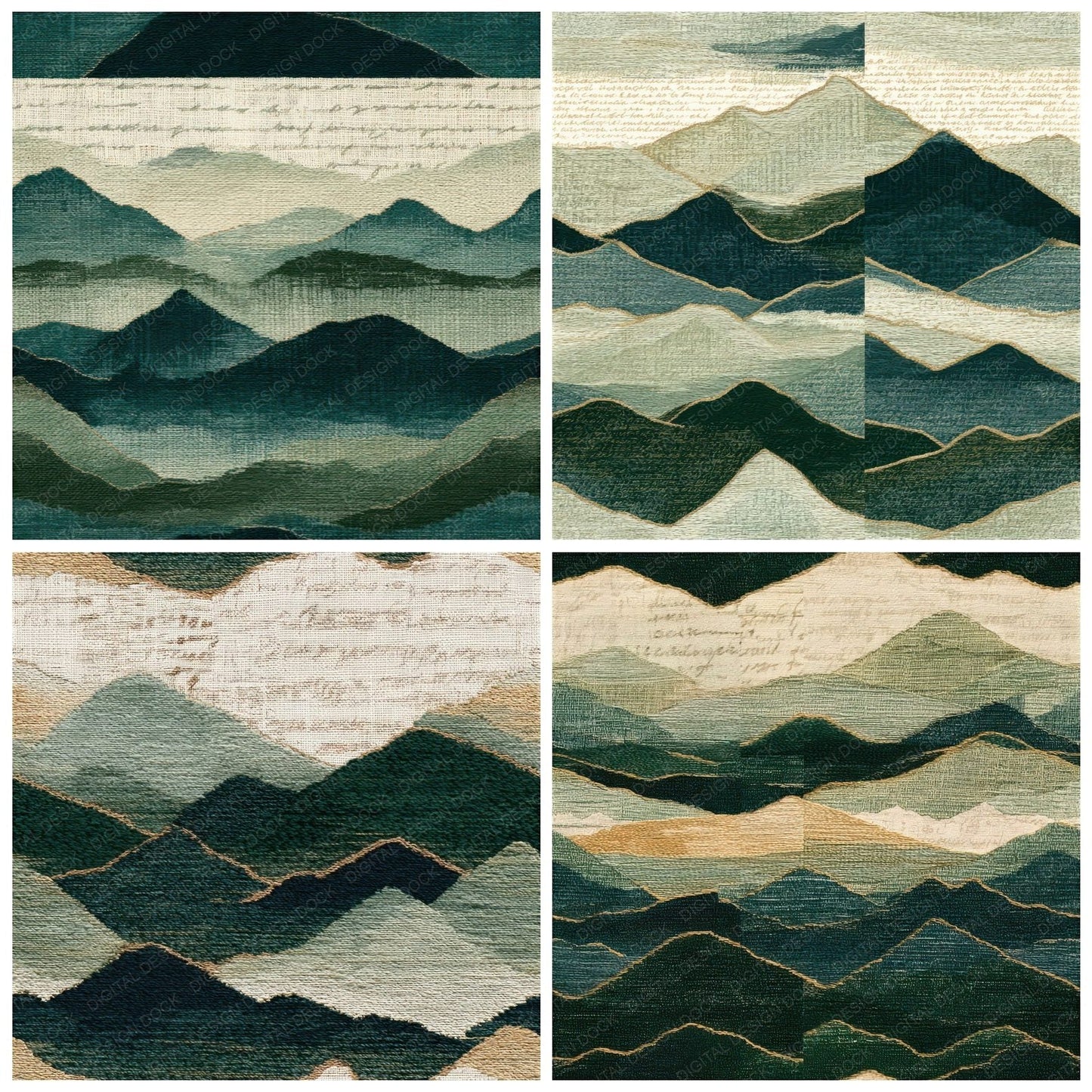 Embroidery Mountain Sage Cream Seamless Digital Paper Pack (DDD013808)