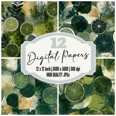 Etching Cocktail Garnish Forest Bone Seamless Digital Paper Pack (DDD013809)