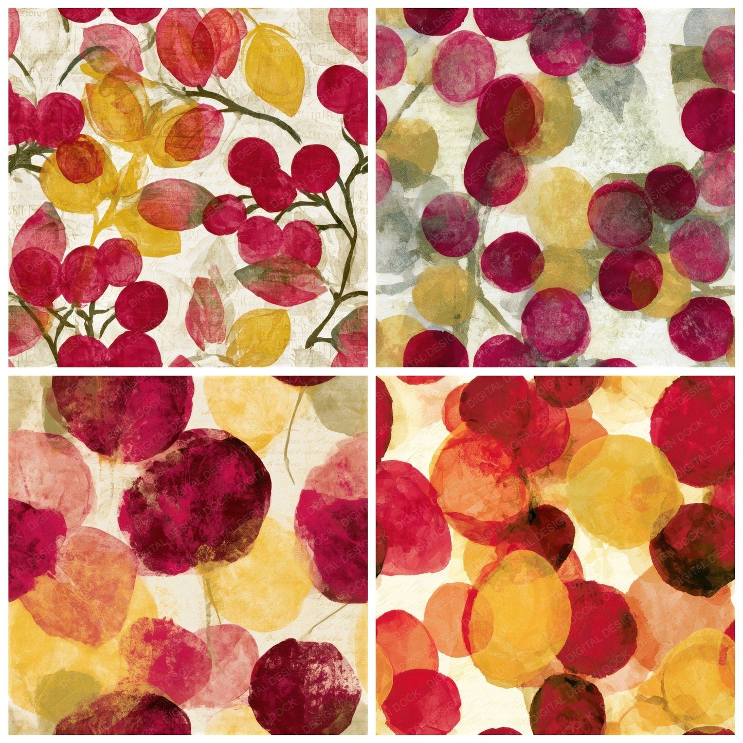 Layered Cranberry Lollipop Ivory Seamless Digital Paper Pack (DDD013811)