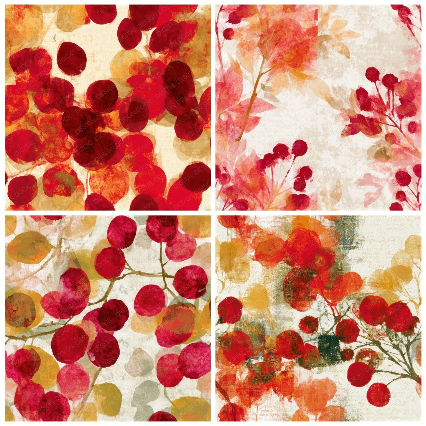 Layered Cranberry Lollipop Ivory Seamless Digital Paper Pack (DDD013811)