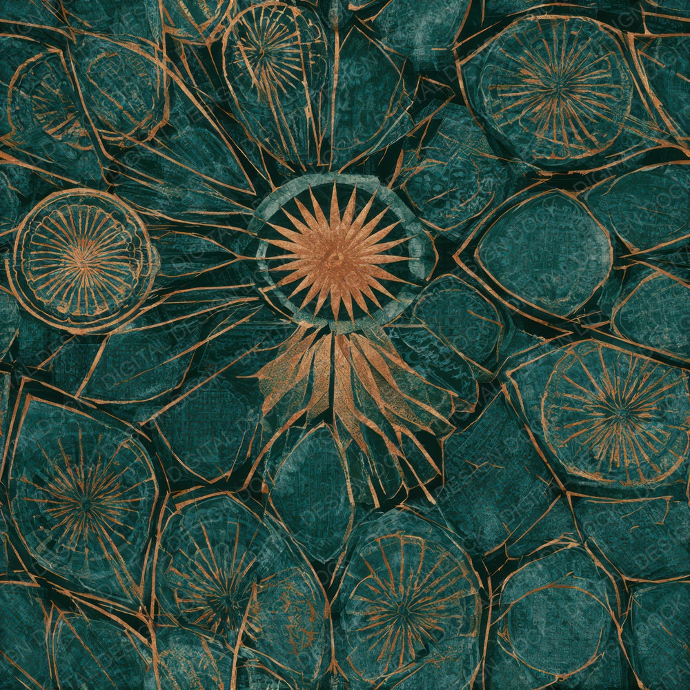 Mandala Jailhouse Jade Copper Seamless Digital Paper Pack (DDD013812)