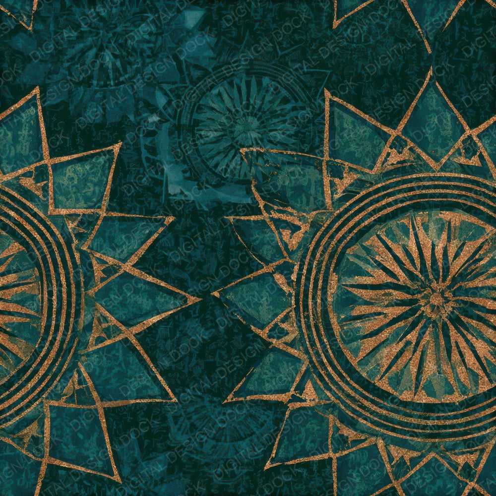 Mandala Jailhouse Jade Copper Seamless Digital Paper Pack (DDD013812)
