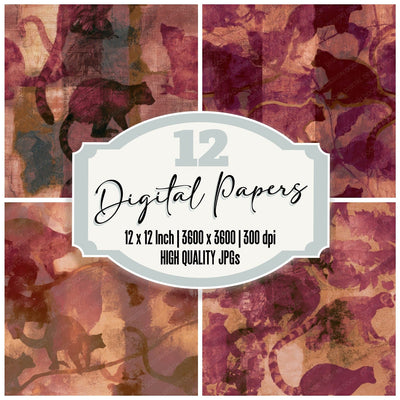 Maximalist Lemur Wine Rose Seamless Digital Paper Pack (DDD013813)