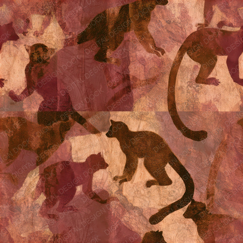 Maximalist Lemur Wine Rose Seamless Digital Paper Pack (DDD013813)