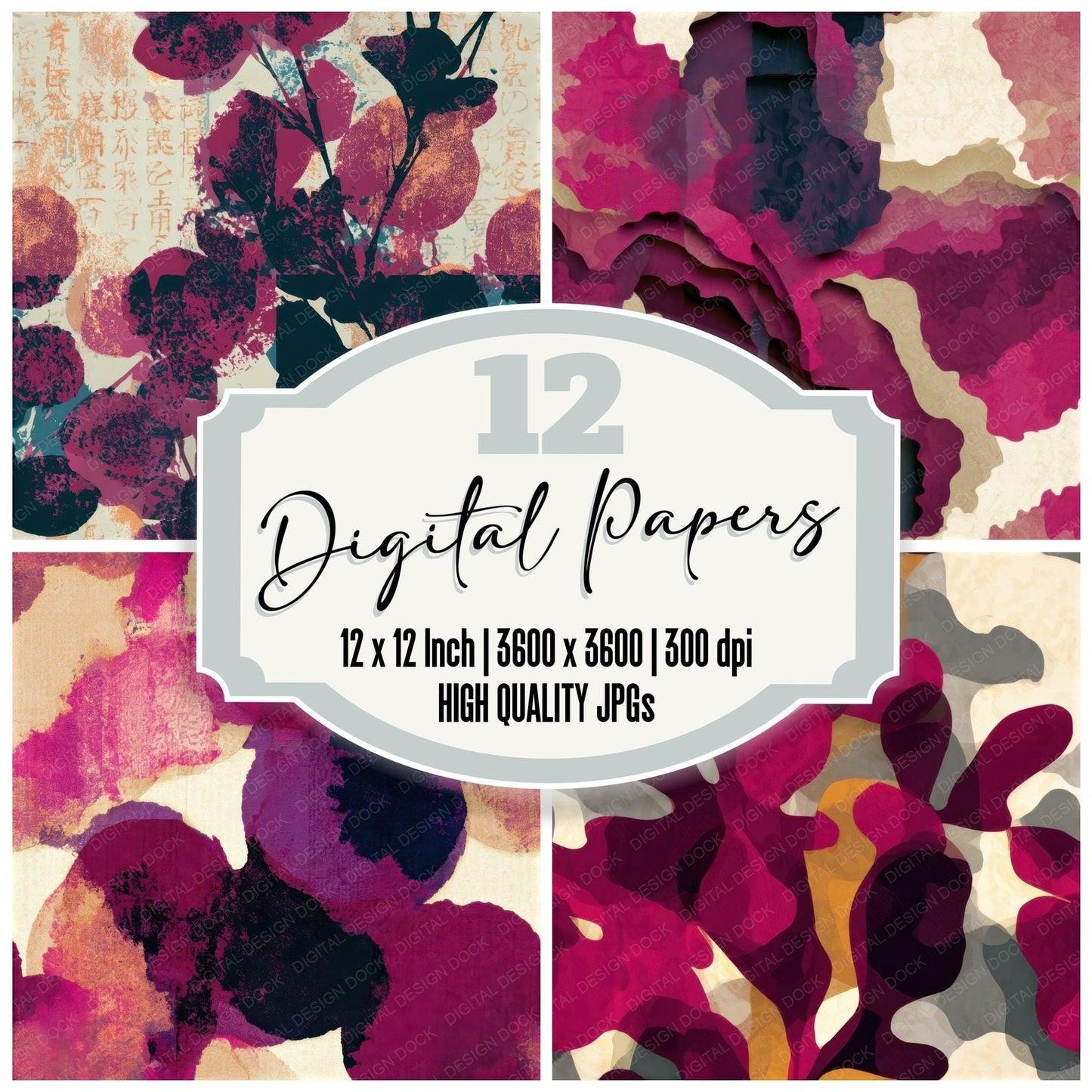 Papercut Fluid Blobs Magenta Seamless Digital Paper Pack (DDD013816)