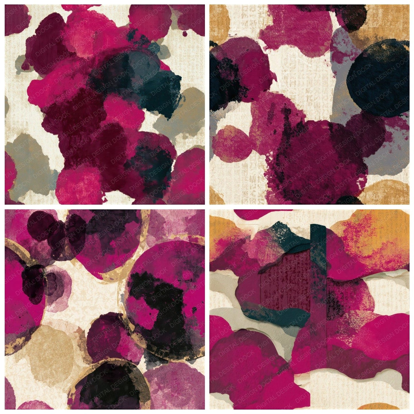 Papercut Fluid Blobs Magenta Seamless Digital Paper Pack (DDD013816)
