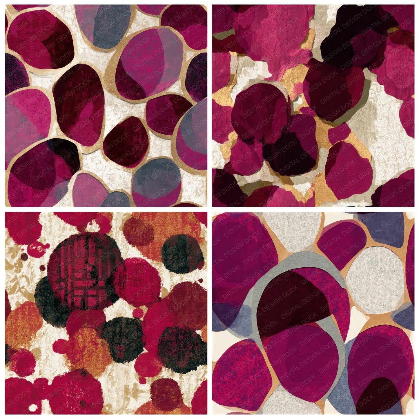 Papercut Fluid Blobs Magenta Seamless Digital Paper Pack (DDD013816)