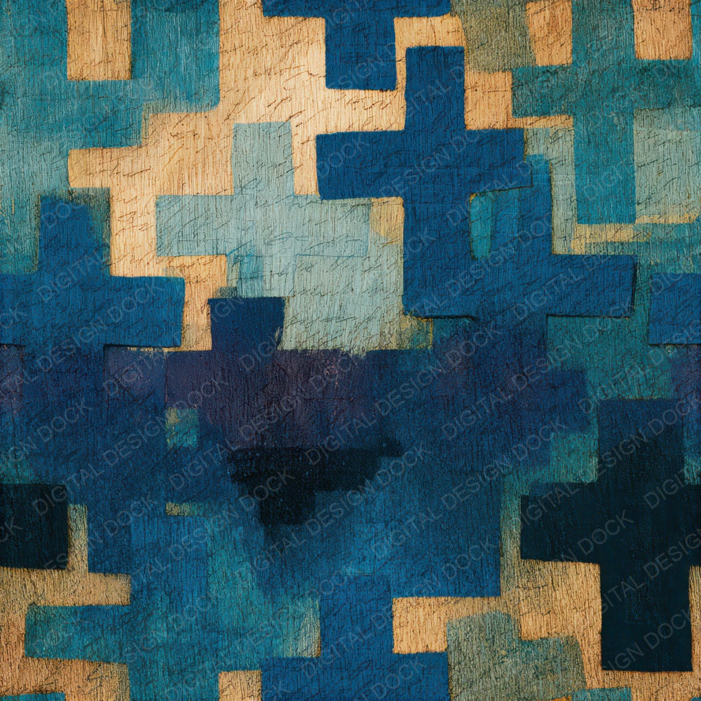 Pyrography Cross Navy Bone Seamless Digital Paper Pack (DDD013817)