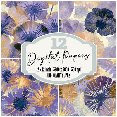 Sparse Anemone Lavender Butter Seamless Digital Paper Pack (DDD013819)