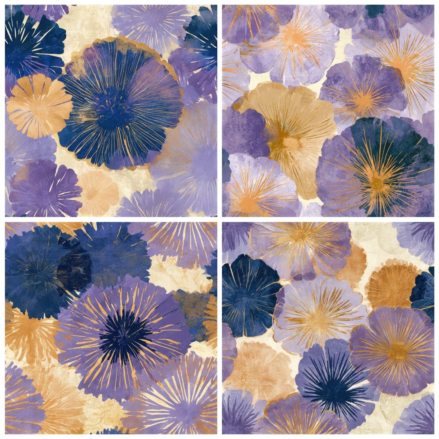 Sparse Anemone Lavender Butter Seamless Digital Paper Pack (DDD013819)