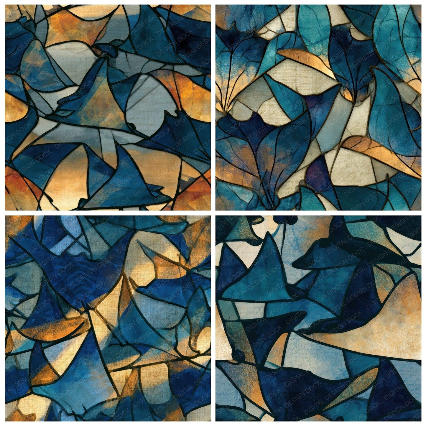 Stained Glass Devil Rays Linen Slate Seamless Digital Paper Pack (DDD013820)