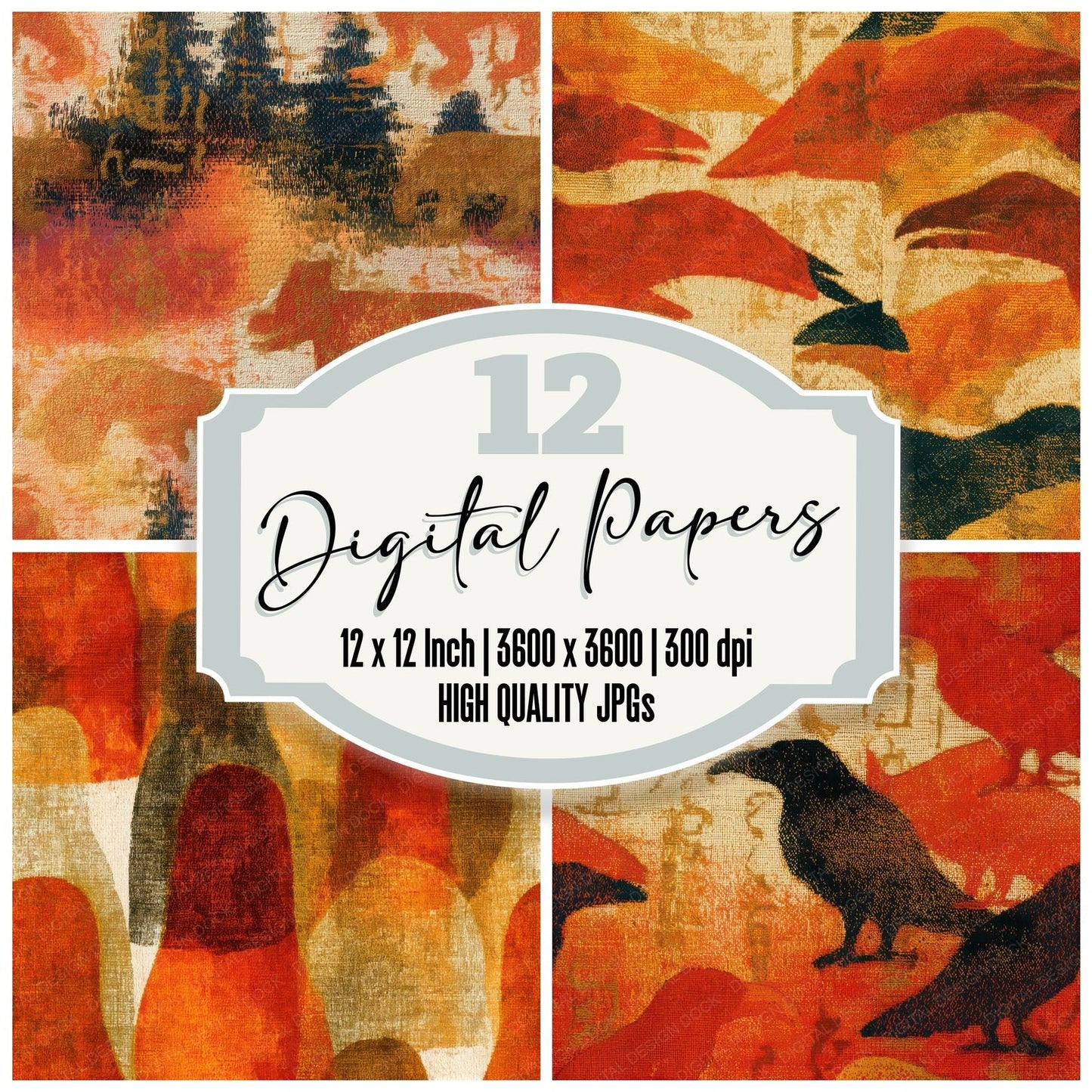 Tapestry Inuit Carvings Ochre Seamless Digital Paper Pack (DDD013821)