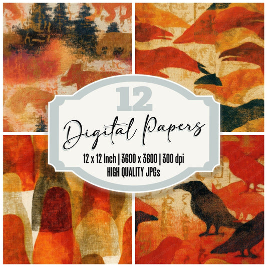 Tapestry Inuit Carvings Ochre Seamless Digital Paper Pack (DDD013821)