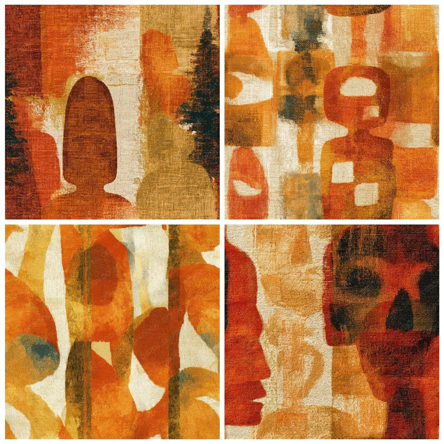 Tapestry Inuit Carvings Ochre Seamless Digital Paper Pack (DDD013821)