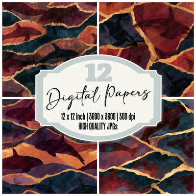 Torn Paper Orcas Oxblood Seamless Digital Paper Pack (DDD013823)