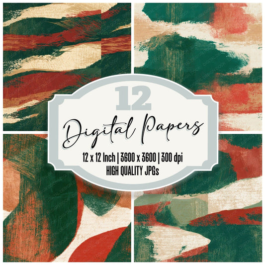 Woodcut Forest Crimson Texture Seamless Digital Paper Pack (DDD013824)