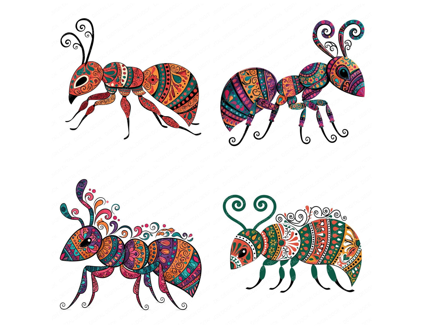 Folk Art Ant Clipart Set (DDD013825)