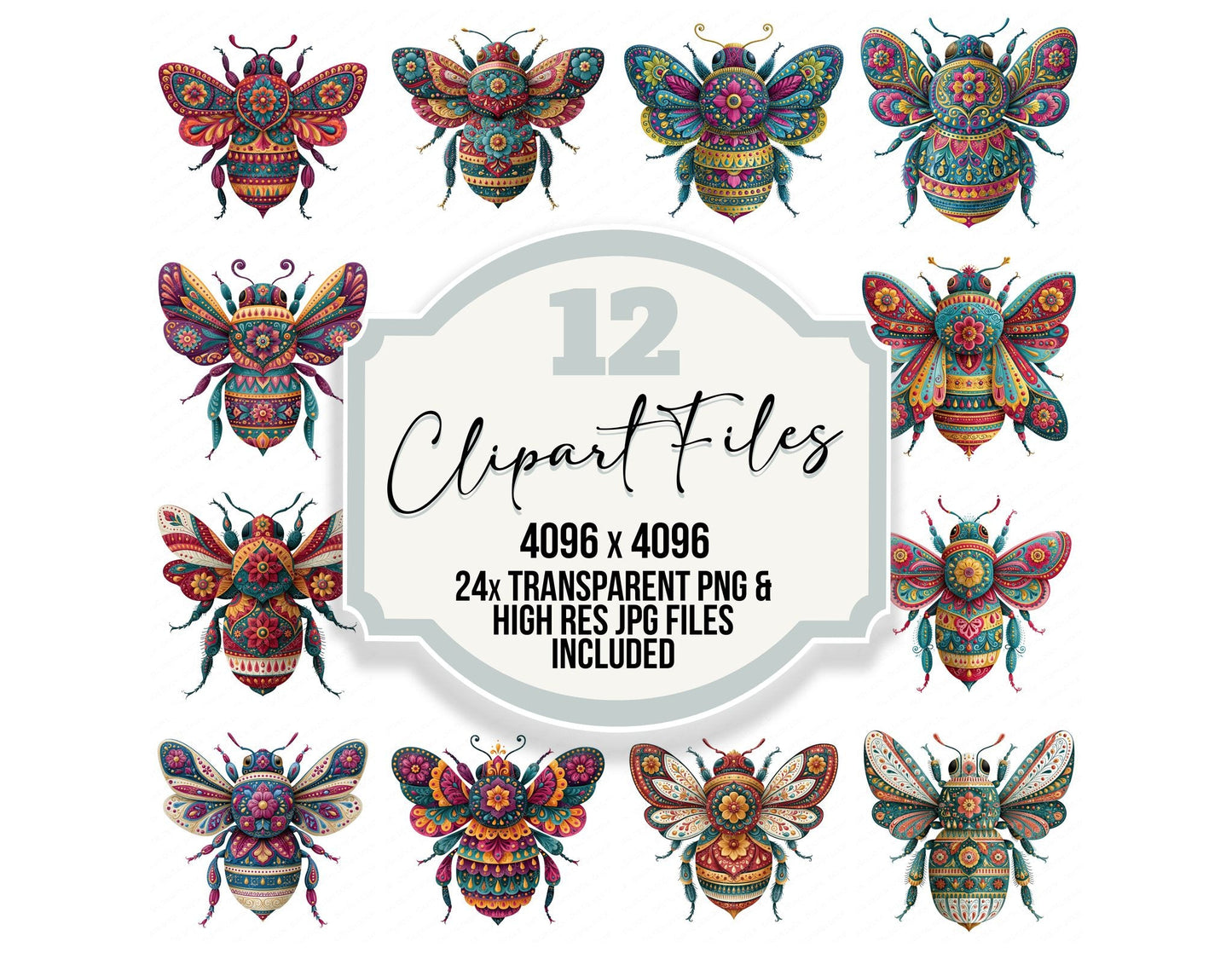 Folk Art Bee Clipart Set (DDD013826)