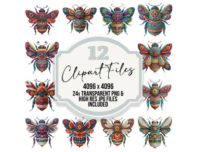 Folk Art Bee Clipart Set (DDD013826)