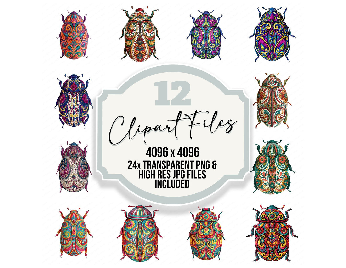 Folk Art Beetle Clipart Set (DDD013827)