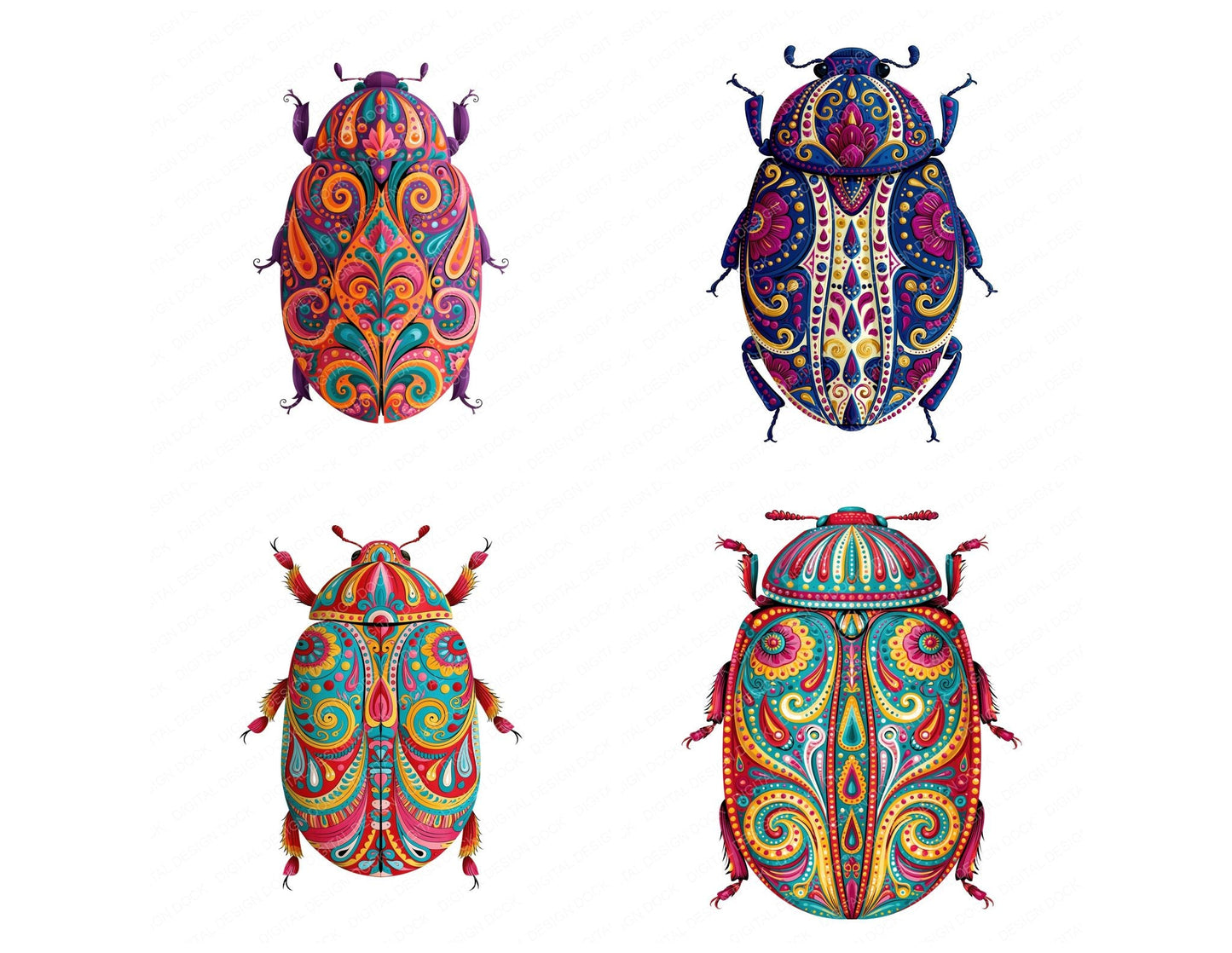 Folk Art Beetle Clipart Set (DDD013827)