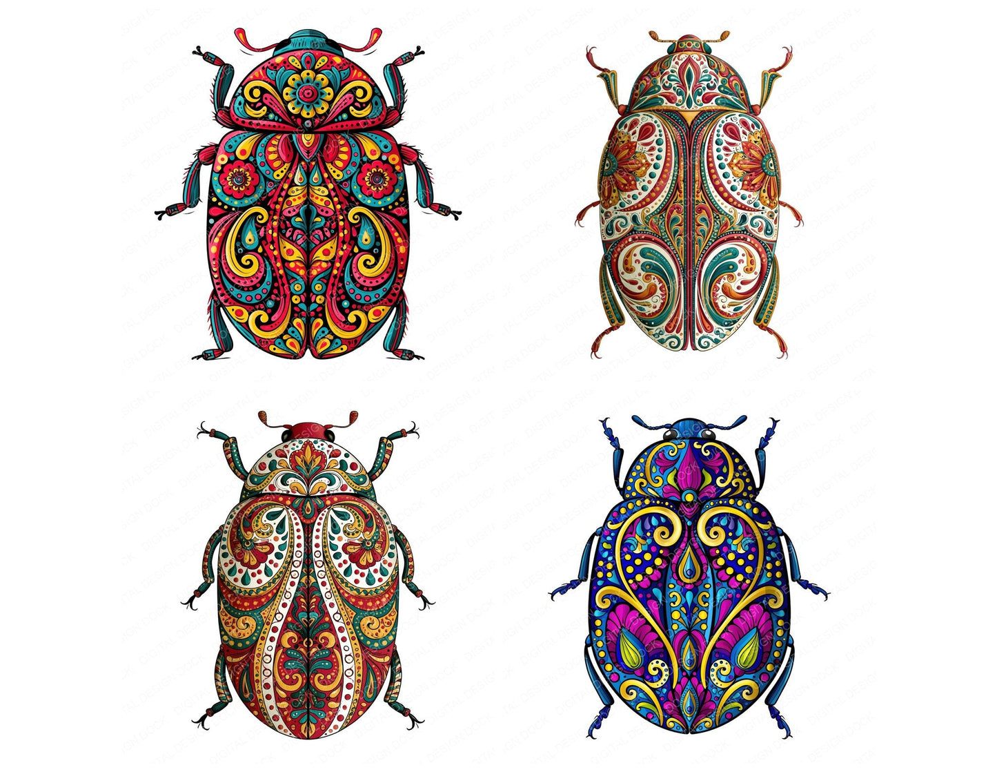 Folk Art Beetle Clipart Set (DDD013827)