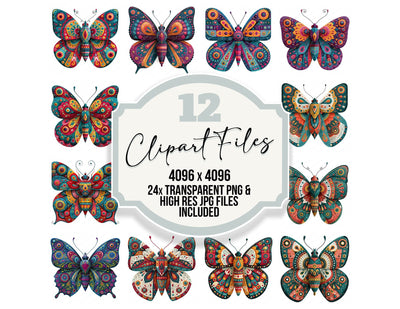 Folk Art Bold Butterfly Clipart Set (DDD013828)