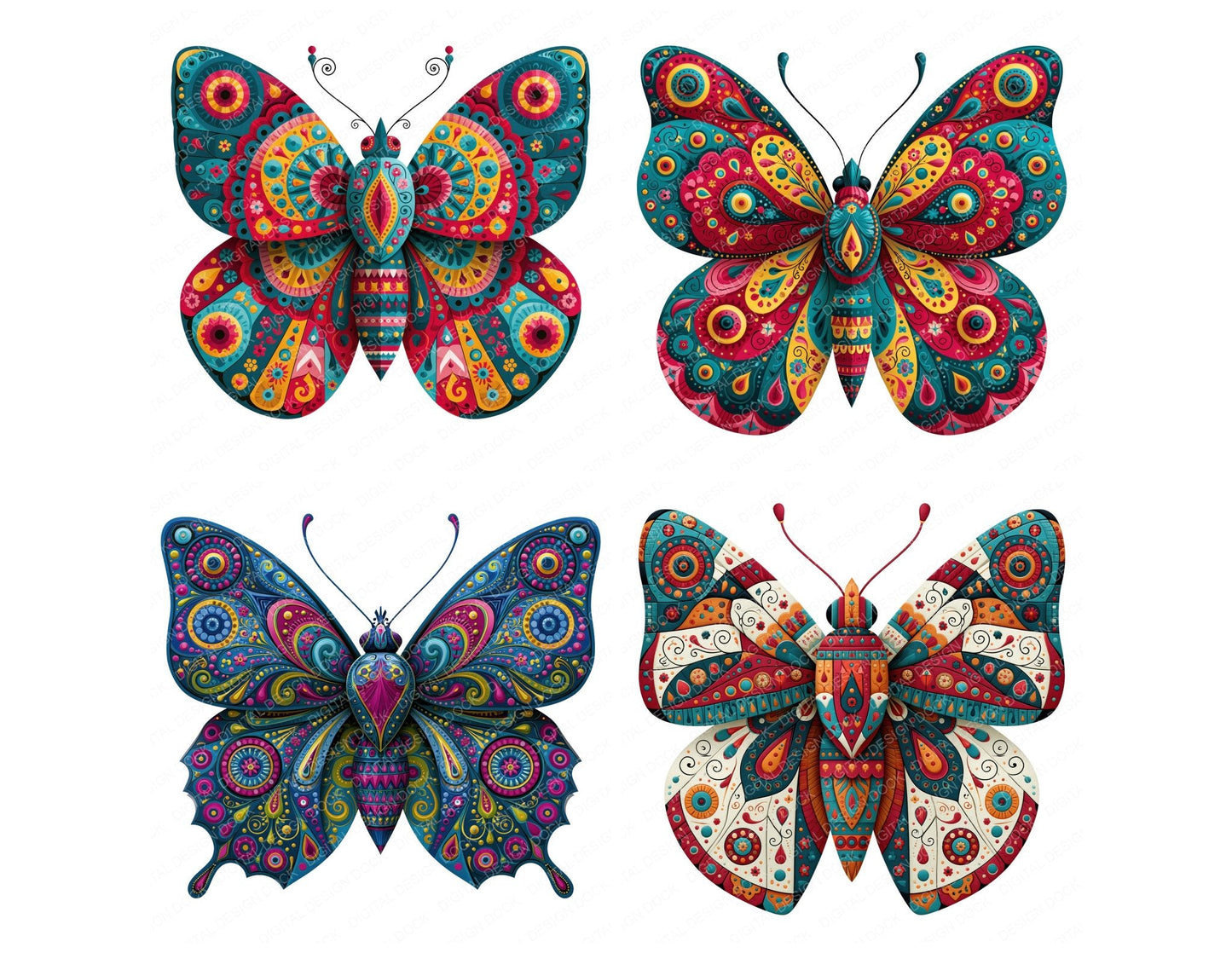 Folk Art Bold Butterfly Clipart Set (DDD013828)