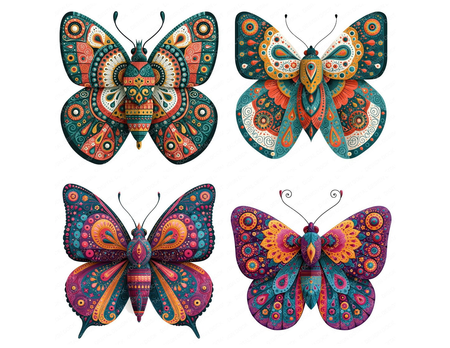 Folk Art Bold Butterfly Clipart Set (DDD013828)