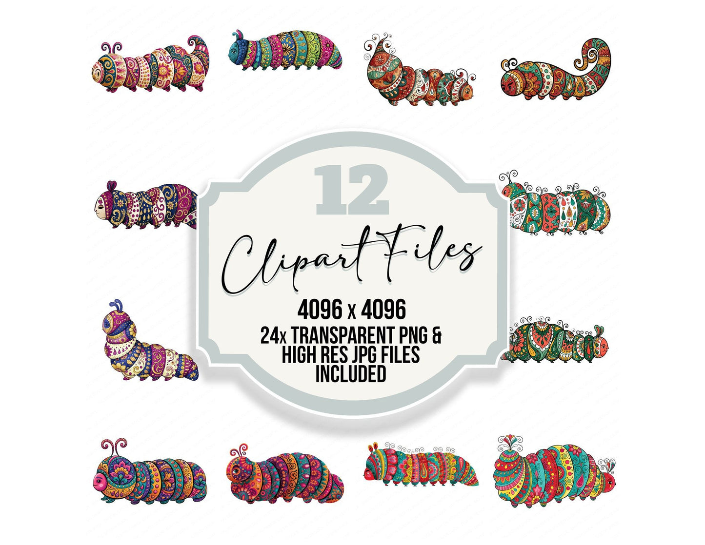 Folk Art Caterpillar Clipart Set (DDD013829)
