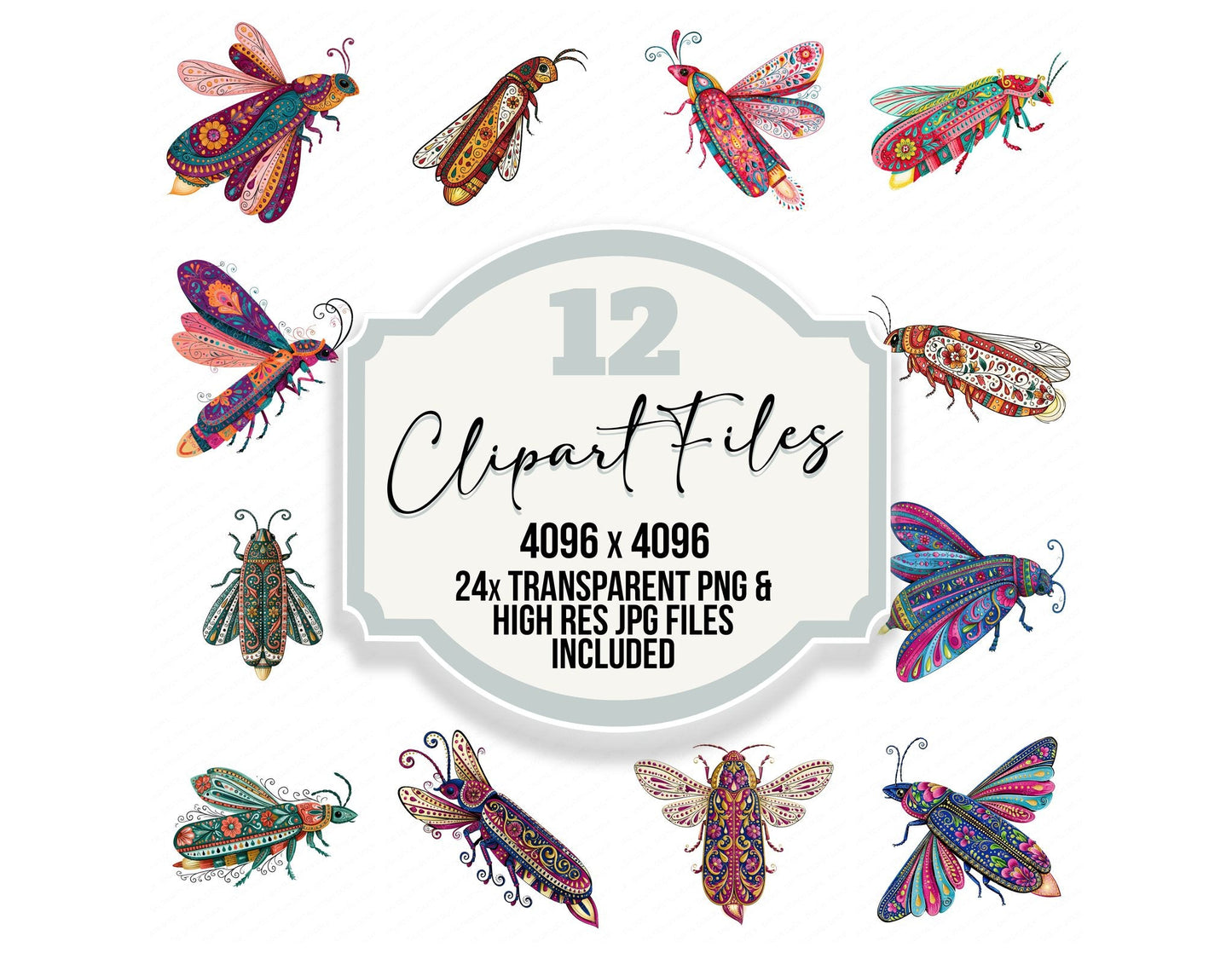 Folk Art Firefly Clipart Set (DDD013832)