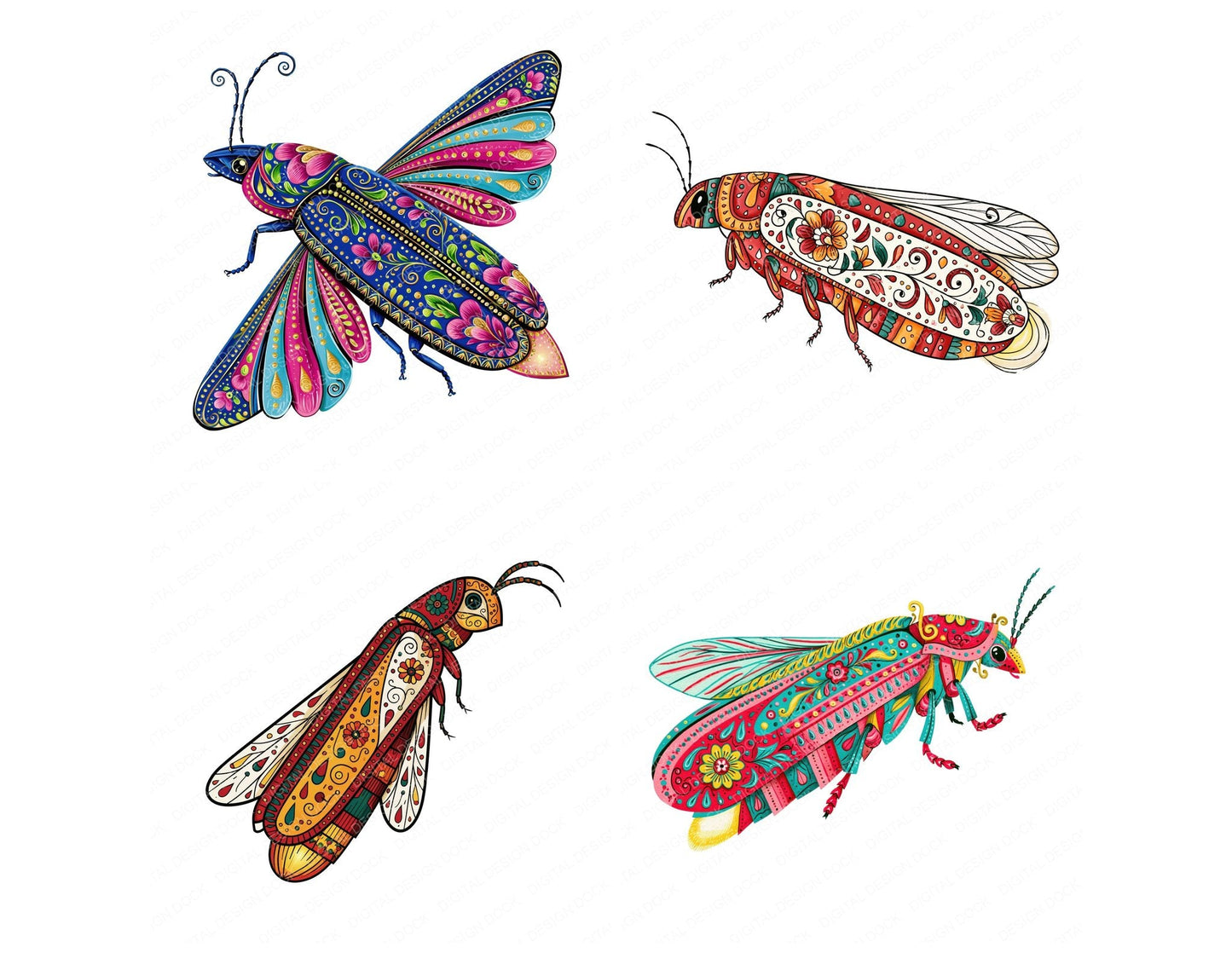 Folk Art Firefly Clipart Set (DDD013832)