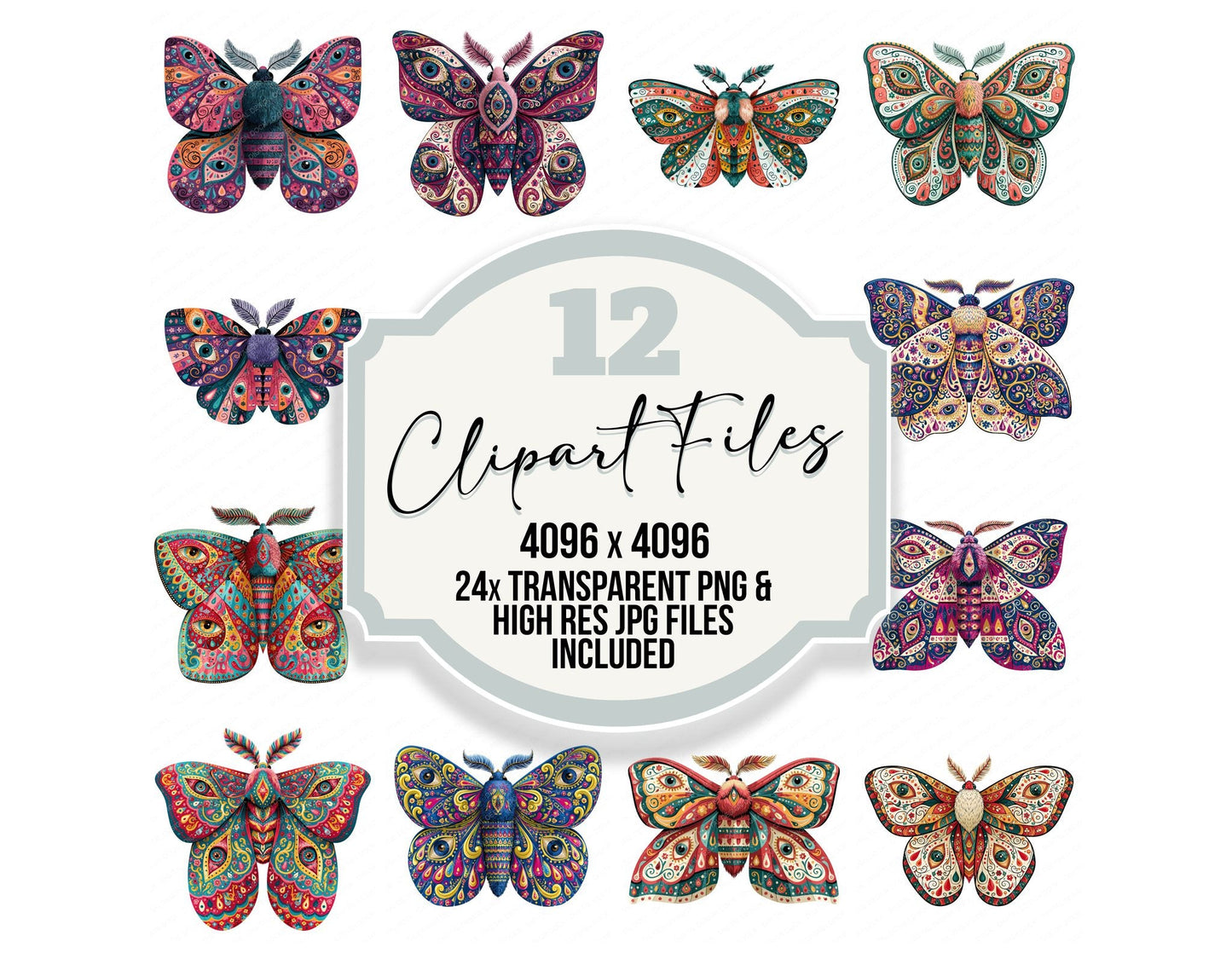 Folk Art Moth Clipart Set (DDD013835)