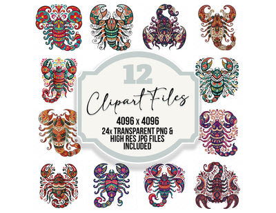 Folk Art Scorpion Clipart Set (DDD013837)