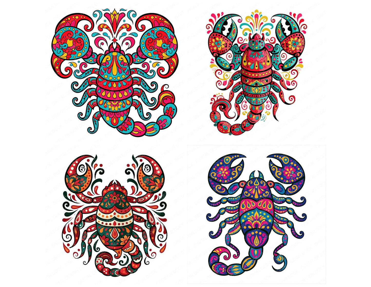Folk Art Scorpion Clipart Set (DDD013837)