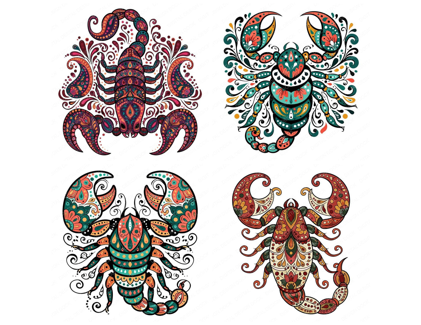 Folk Art Scorpion Clipart Set (DDD013837)