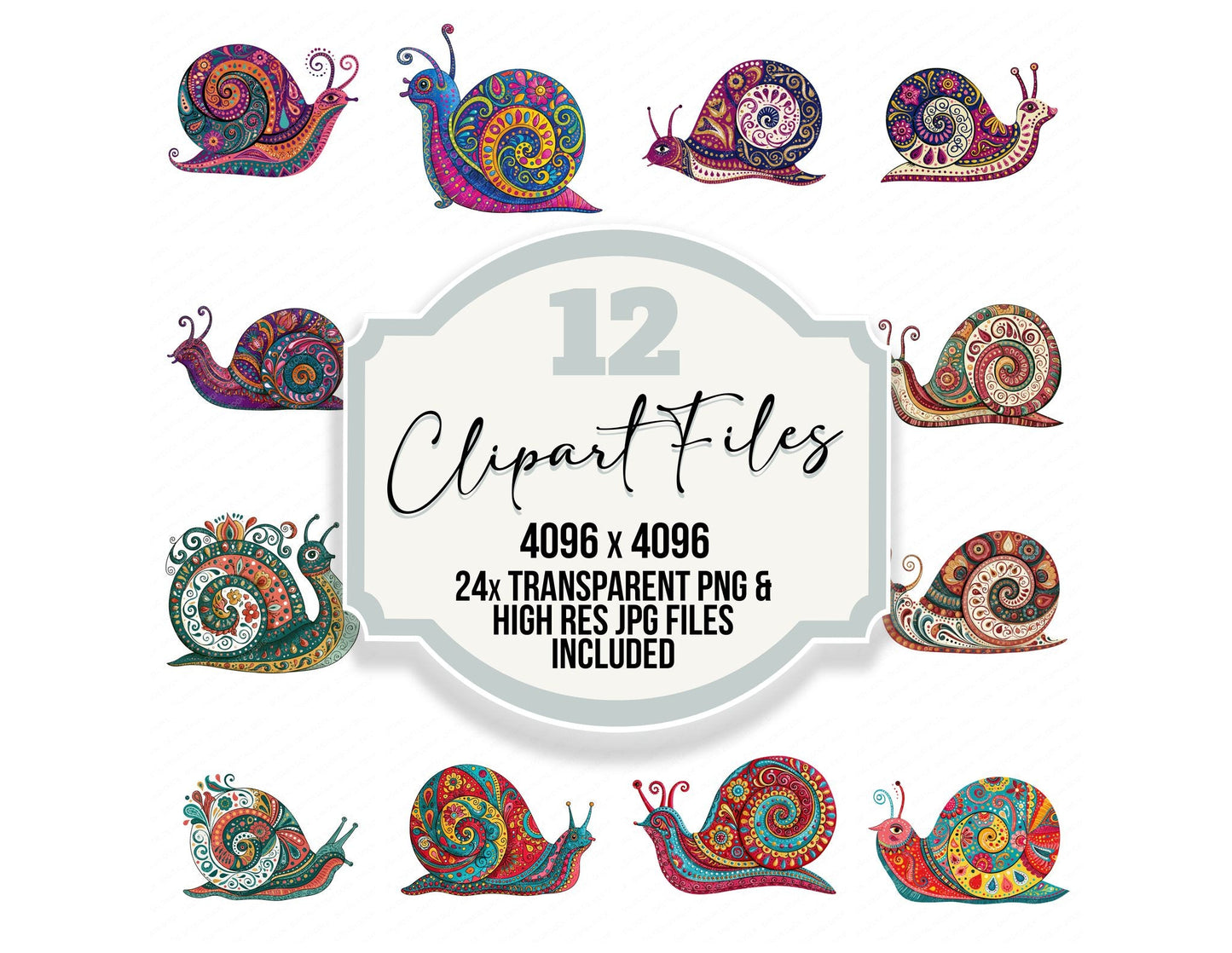 Folk Art Snail Clipart Set (DDD013838)