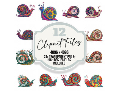 Folk Art Snail Clipart Set (DDD013838)